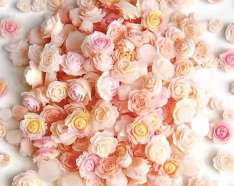 100 Double Color Rose Peony 3D Nail Art Charms: DIY Manicure Designs
