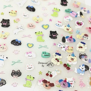 Cartoon Animal Nail Art Stickers – 5D Embossed Self-Adhesive Decals for DIY Manicure, Cute Animal Nail Decorations