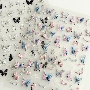 5D Butterfly Flower Nail Stickers – Embossed Self-Adhesive Floral Decals for DIY Manicure, Spring & Summer Nail Art, Embossed Nail Sticker