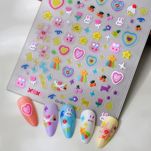 1 Sheet Star Heart Bear 5d Nail Art Stickers
