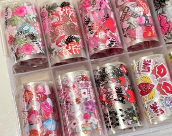 Valentine Flowers Nail Foil Transfer Doos met 10 rollen (item 20) 5 en 1 gratis!