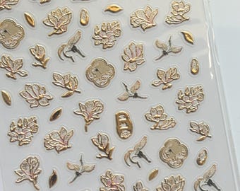Pegatinas para uñas con lámina dorada 5D