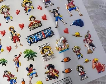 5D One Piece Nail Stickers: Embossed Cartoon Nail Decals