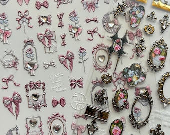 5D Embossed Flower Nail Stickers – Luxury Bird Nail Decals