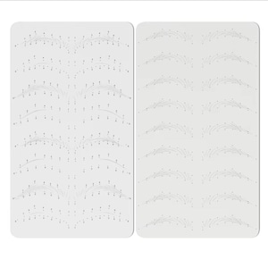 May include: Two white rectangular cards with eyebrow mapping guides. One card features multiple eyebrow shapes with dotted lines and numbers. The other card has several eyebrow shapes with dotted lines.