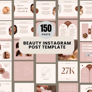 150 Beauty Instagram Post Templates | Editable Canva Beauty Social Media Templates | Beauty Influencer & Salon Marketing Posts