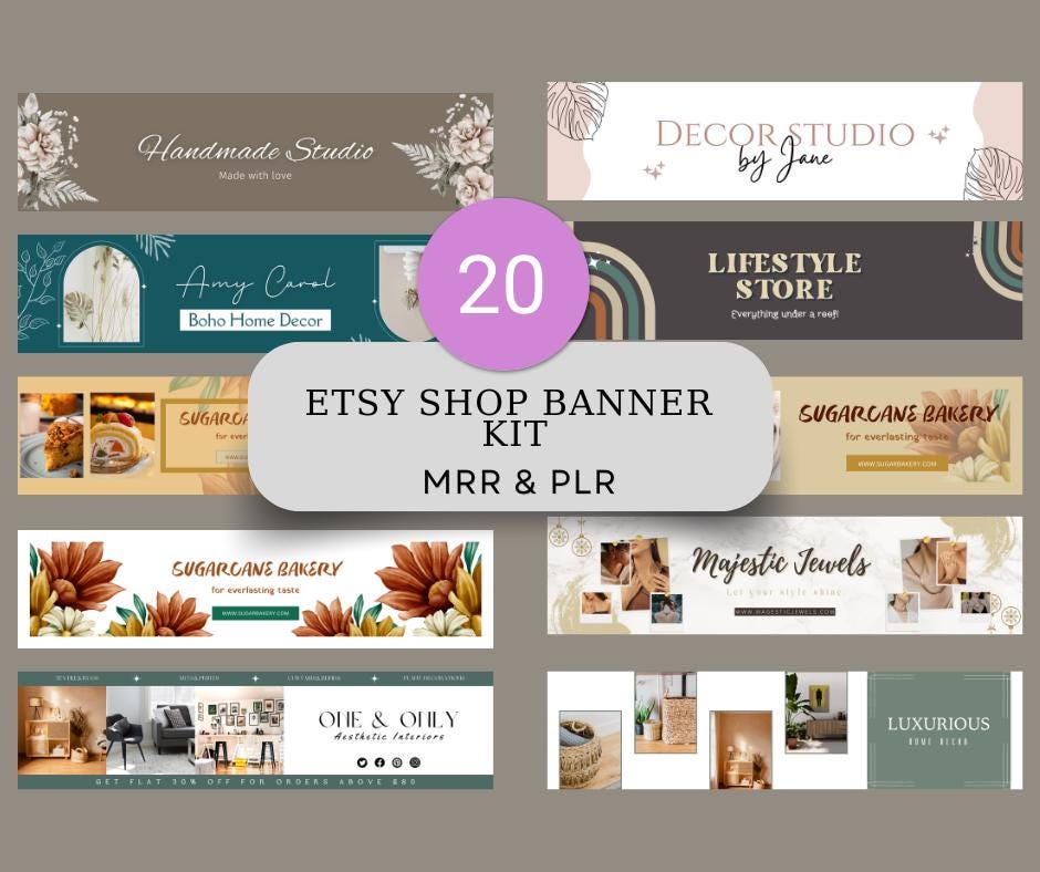 20 Etsy Shop Banner Kit | Editable Canva Templates | Digital Download ...