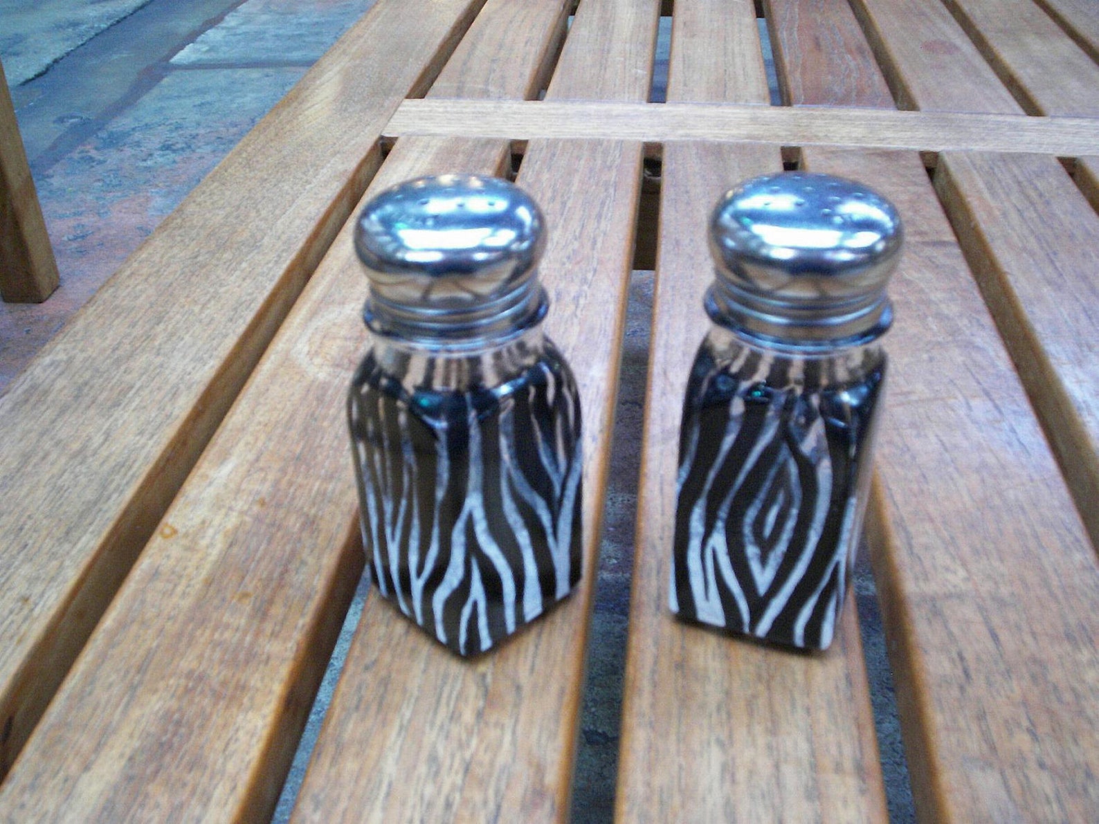 Zebra Salt and Pepper Shakers Painted Glass Salt & Pepper Etsy