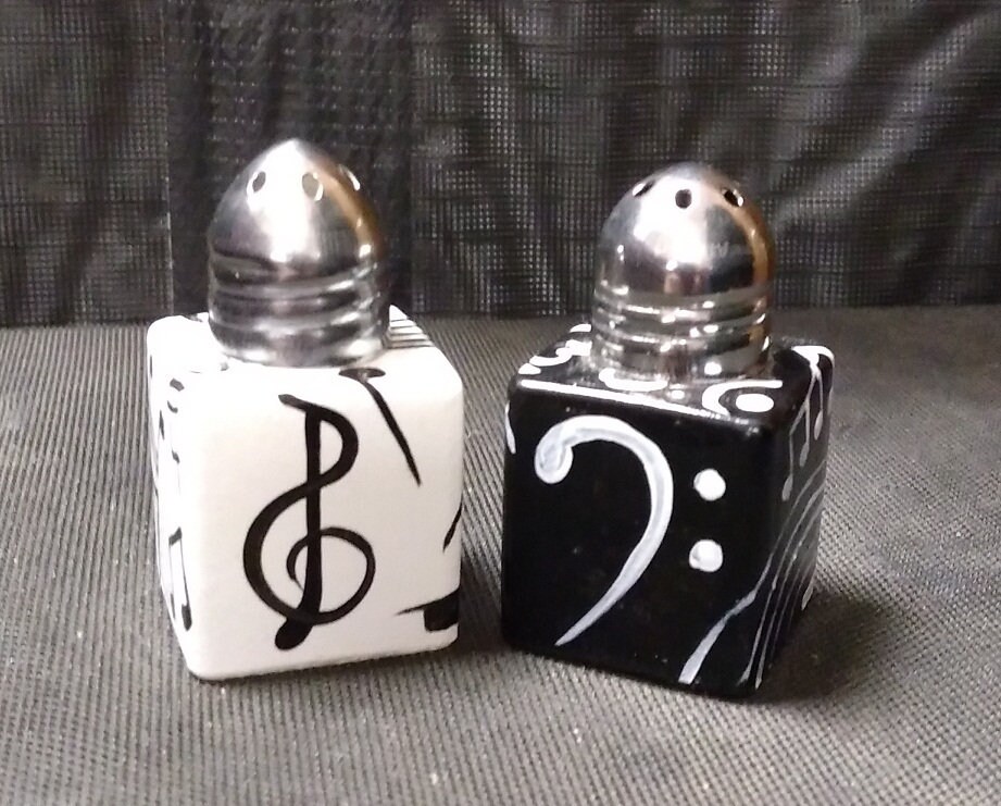 Small Music Themed Salt and Pepper Shakers Art Salt & Pepper Etsy