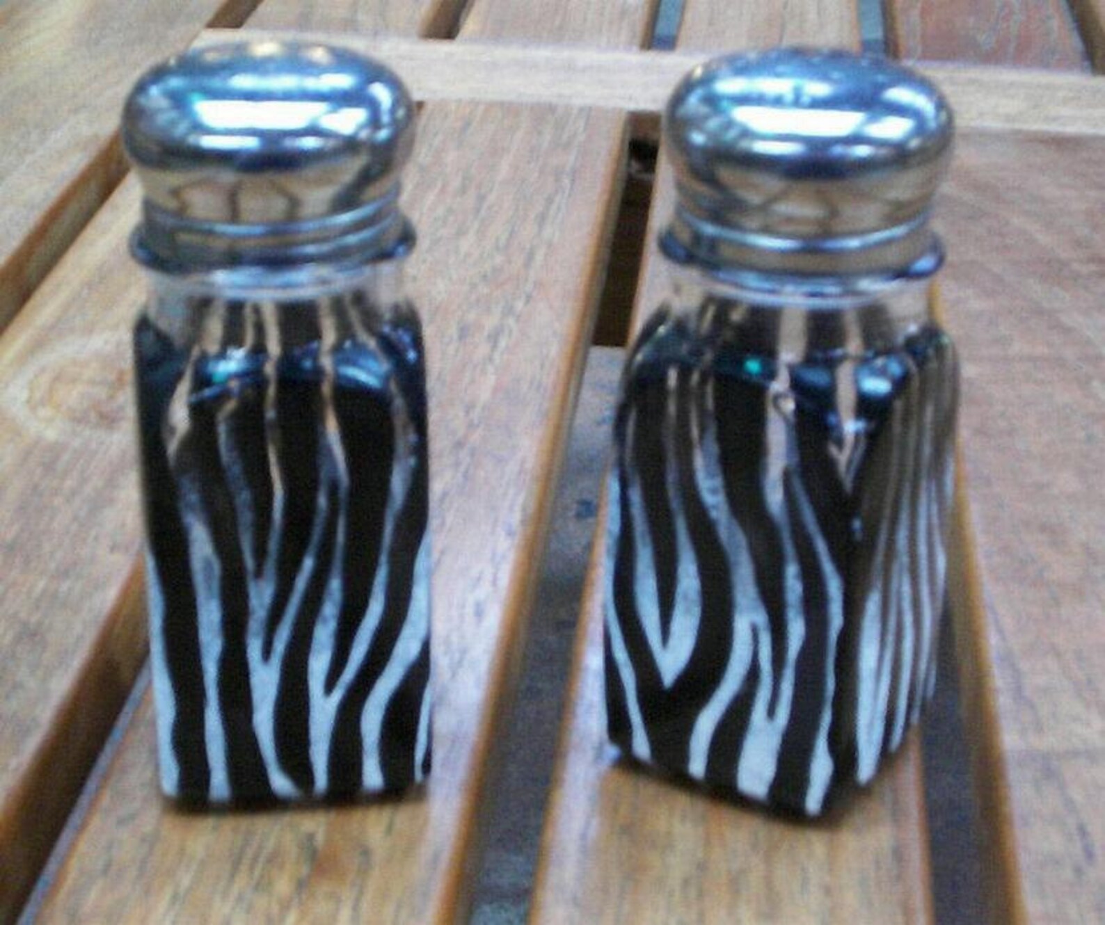 Zebra Salt and Pepper Shakers Painted Glass Salt & Pepper Etsy