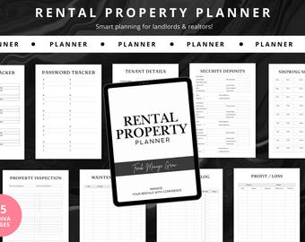 Rental Property Planner | Digital Rental Management Organizer | Landlord Income & Expense Tracker