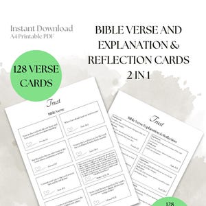 Pacote de cartões de versículos bíblicos e reflexão 128 versículos + 128 explicações e reflexões Cartões de escritura inspiradores Afirmação cristã