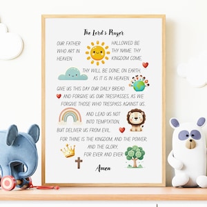 The Lord&#39;s Prayer Kids Room Poster: Christian Nursery Art (Digital Download)