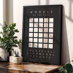 Wordle on the Wall Grey (Digital Print Only) - Cool Interactive Decor - Playable Wall Art for Airbnb, Playroom, Office - Aesthetic Poster