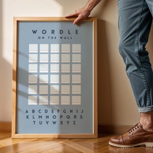 Wordle on the Wall Blau (Digitaldruck) - Cooles interaktives Dekor - spielbare Wandkunst für ein Airbnb, Spielzimmer, Büro - ästhetisches Poster