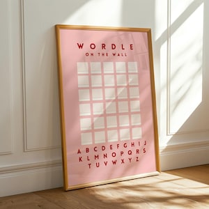 Wordle on the Wall Pink (Digital Print Only) - Cool Interactive Decor - Playable Wall Art for an Airbnb, Playroom, Office - Aesthetic Poster