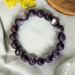 Purple Lepidolite With Mica Crystal Bracelet – Calming Energy  | One Of A Kind Crystal Bracelet | Unique Gemstone Jewelry | Gift For Her