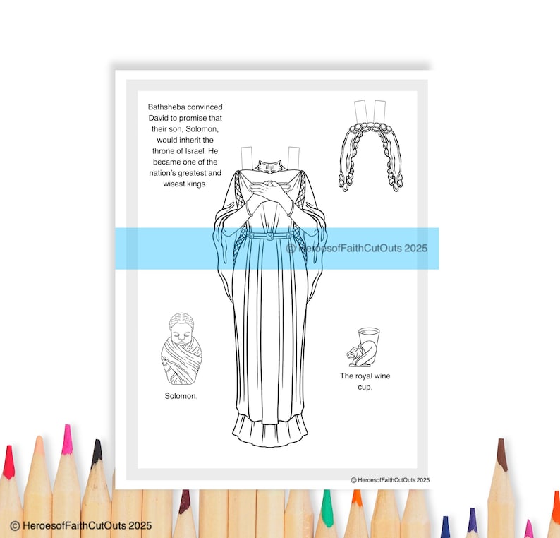 Bathsheba Paper Doll Coloring Page, David and Bathsheba, Old Testament ...