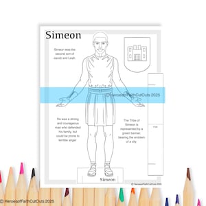 Tribe of Simeon Coloring Page, Printable Paper Doll, Old Testament Activity, Homeschool K-3, Sunday School Genesis, Scripture Accurate