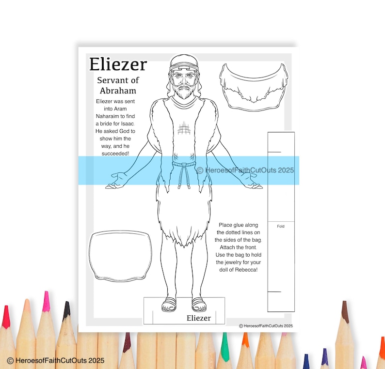 Eliezer's Journey Paper Doll Printable, Coloring Page, Genesis, Sunday ...