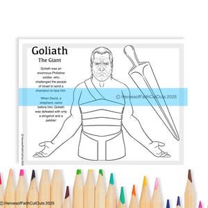 Goliath Paper Doll Coloring Page, Old Testament Print, David and Goliath, Bible Story, Sunday School, K-3 Activity, King David