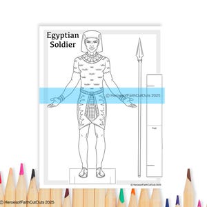 Ancient Egyptian Soldiers Paper Doll Coloring Page, Printable Activity, Old Testament, Sunday School, Homeschool, K-3, Exodus, Joseph, Egypt