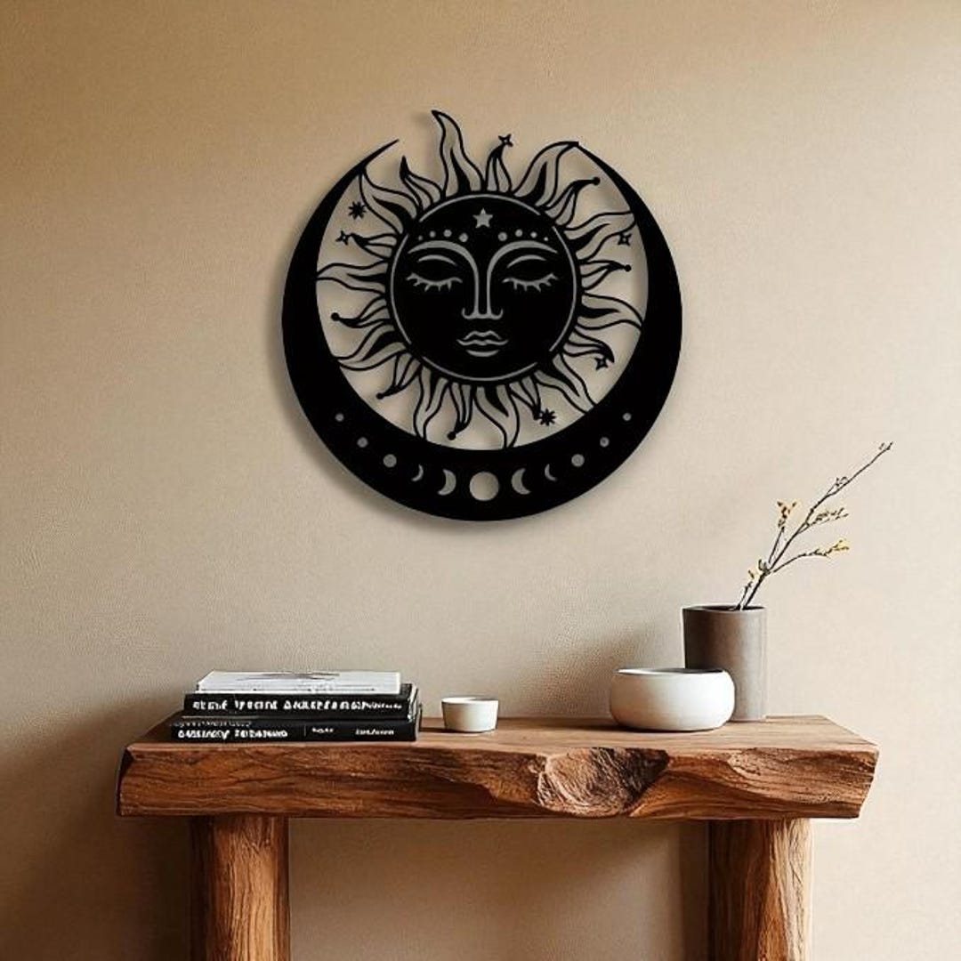 Sun and Moon Metal Wall Art – Celestial Boho Decor - Etsy