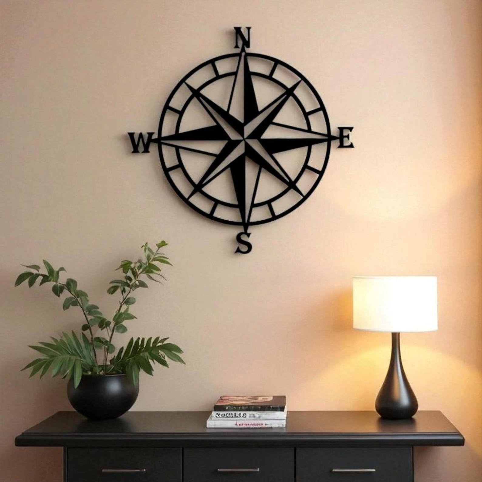 Metal Compass Wall Art: Rustic Nautical Decor - Etsy