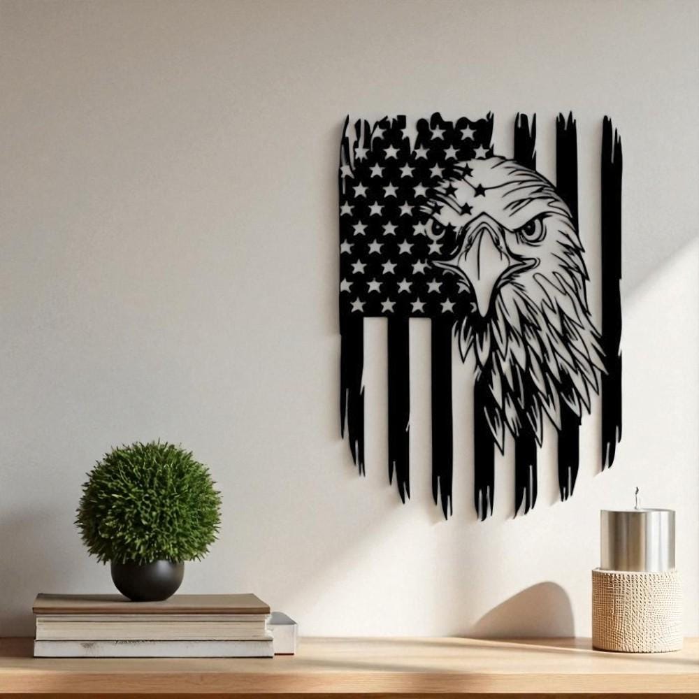Metal American Flag Eagle Wall Art: Patriotic Home Decor - Etsy