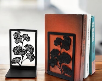 Ginkgo Blatt Metall Buchstützen – 4 Farben | Glücksbuchhalter für Büro, Zuhause, Schreibtischdekor & Geschenk für Buchliebhaber