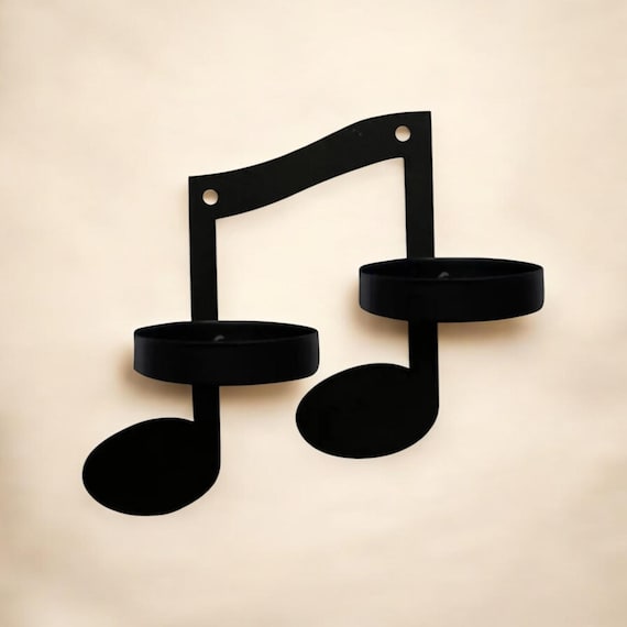 Lot De 4 Bougeoirs Muraux Notes De Musique Noires – Décoration Murale Fer – Style Artistique