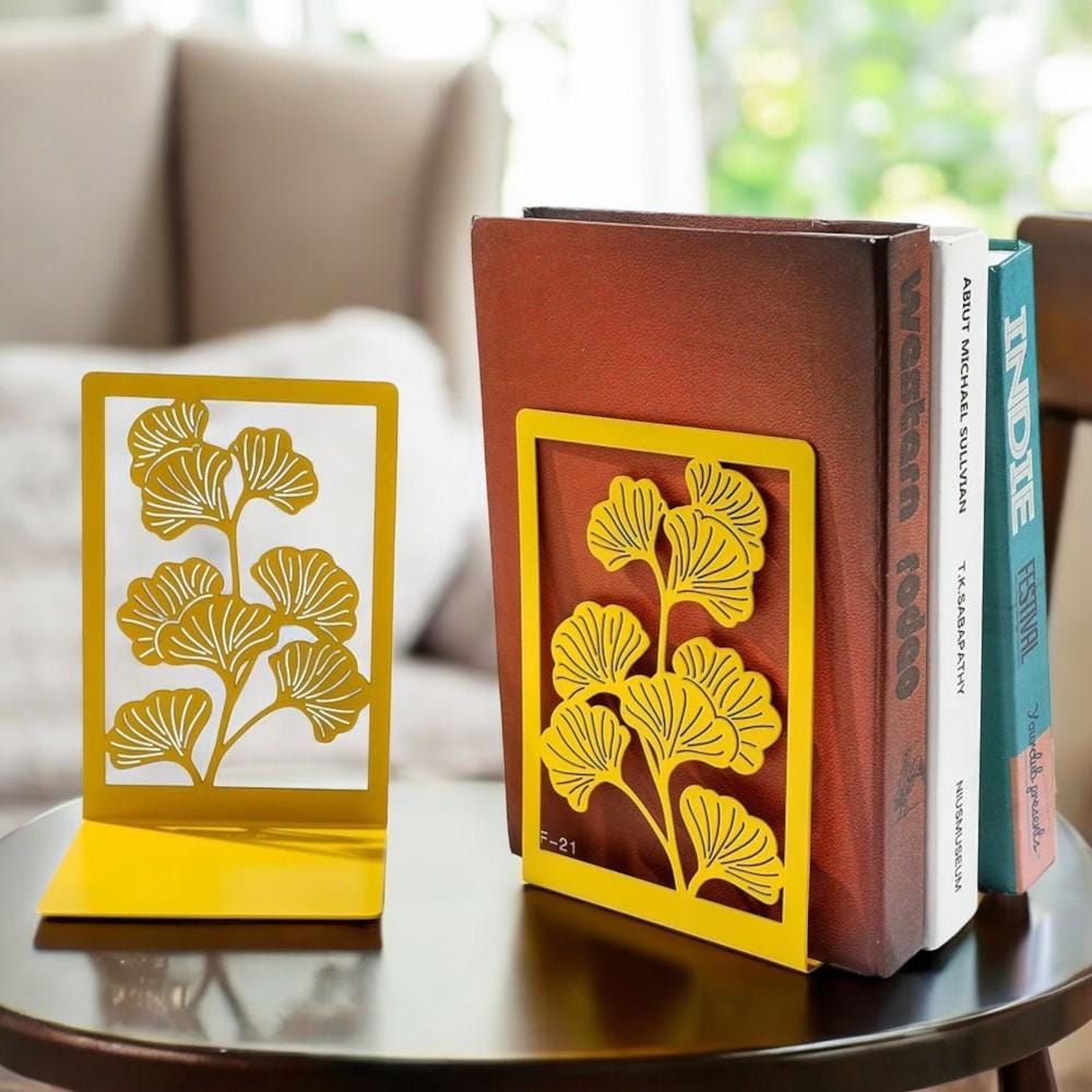Ginkgo Leaf Metal Bookends – 4 Colors | Lucky Book Holder for Office ...