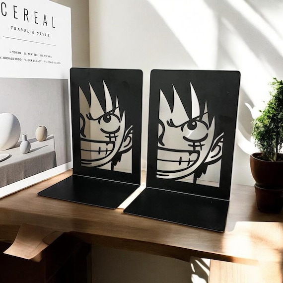 One Piece Anime Metal Bookends: Luffy, Ace & Sanji - Geeky Desk Decor