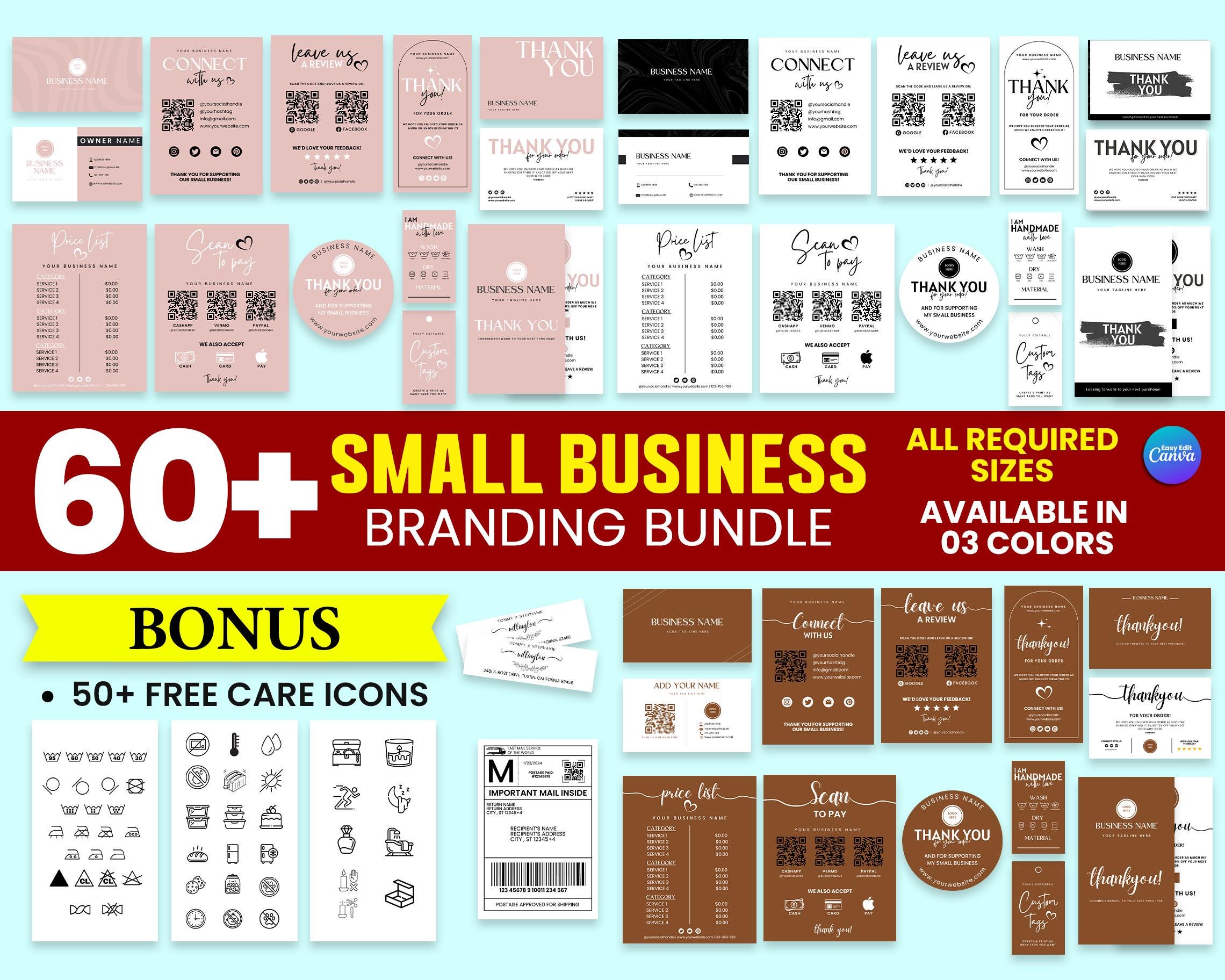 Small Business Packaging Labels Bundle Invoice Order Form Price List ...