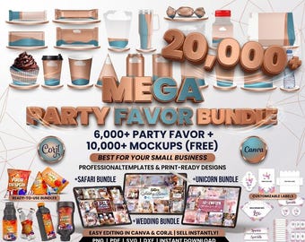 20,000+ Party favour templates Bundle Chip bag template Party Favors Chocolate Bar Template Water Bottle Labels Candy bar wrapper Soda Can