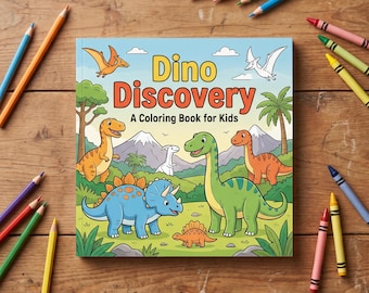Dinosaur Coloring Book for Kids, 30 Printable Pages Ages 7-10, Instant Download PDF