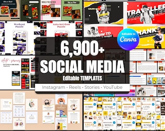 Canva Editable Social Media Templates 6900+ Instagram Facebook Pinterest Digital Business Marketing Cards Social Media Manager Templates