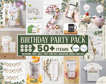 1st birthday BOY Safari birthday invitation bundle Jungle party invitations Birthday Decoration party favors chip bag templates box template