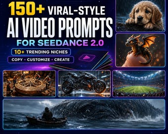 Seedance 2.0 AI Video Prompts – 150+ Viral-Style Bundle for Shorts & Reels, Digital Download
