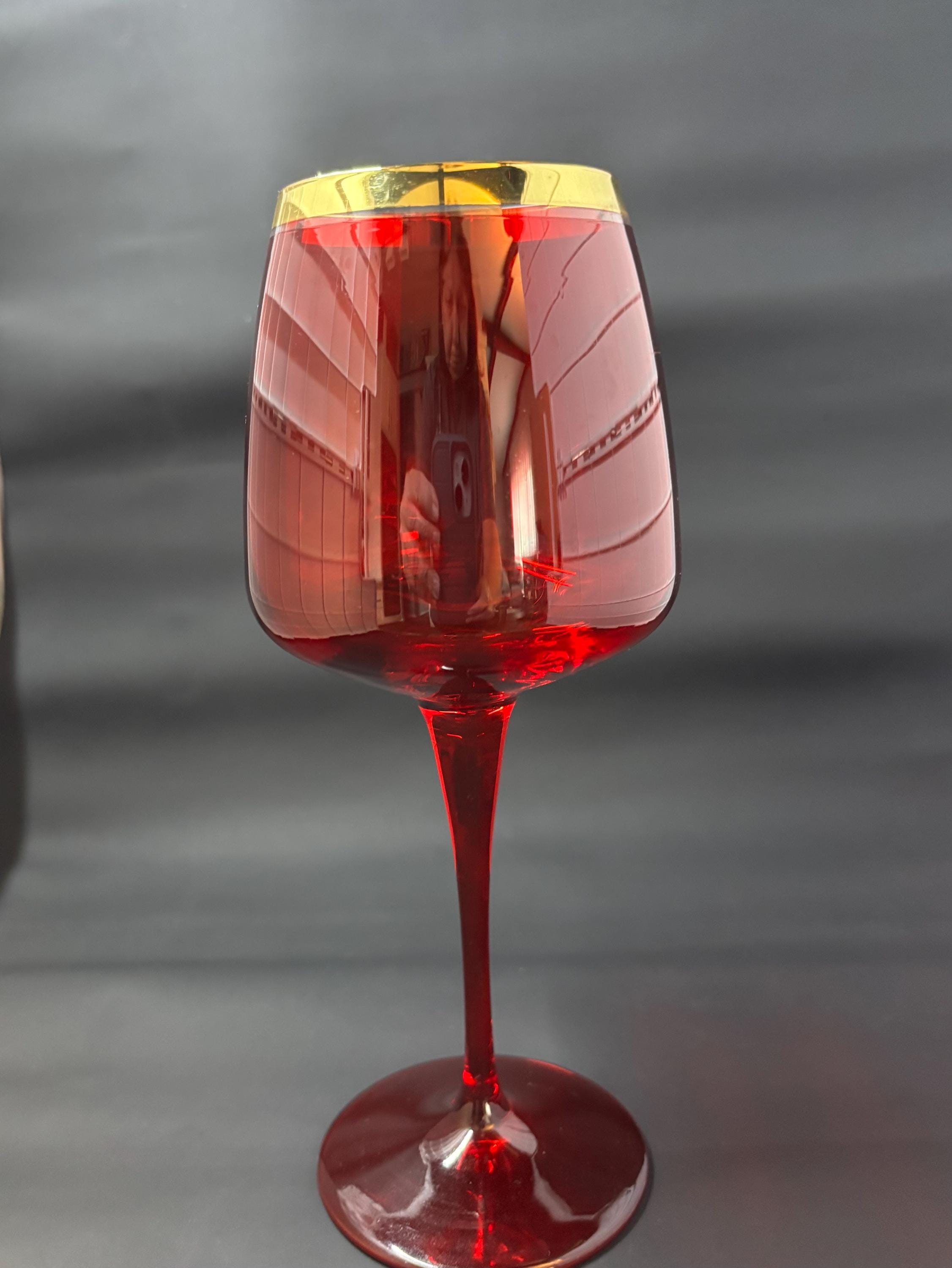 Gold Rimmed Red Wine Glasses - Etsy