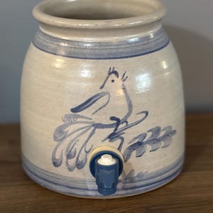Vintage Rowe Pottery Works Crock with Blue Bird 1980&#39;s