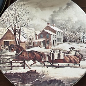 Vintage Currier & Ives Winter Scene Tins set of 5
