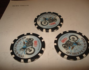 Harley Davidson Porker chips 100.00 chips all three chips  Harley Davidson Porker chips 100.00 chips all three chips shipped to USA only