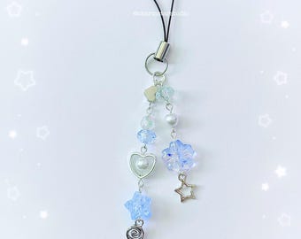 Cute Light Blue Phone Charm | Aesthetic Phone Charm | Beaded Phone Charm | Phone Accessories | Cute Phone Charm | Gift Ideas | Handmade