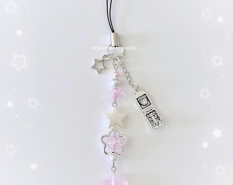 Colgante para teléfono/bolso con forma de estrella rosa estilo Y2K