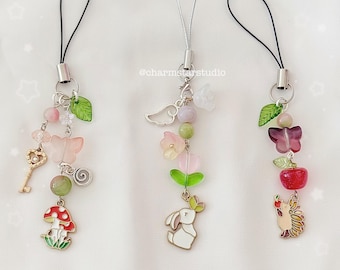 Woodland Animals Phone Charm | Fairycore Keychain | Cute Phone Charms | Bunny Phone Charm | Woodland Creatures | Cottagecore Charms
