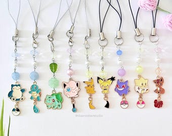 Brelok do telefonu Pokemon | Brelok do telefonu Poke | Brelok do kluczy Pokemon | Koralikowy brelok do telefonu | Brelok do kluczy Pokemon z emalii | Ręcznie robiony | Pomysł na prezent