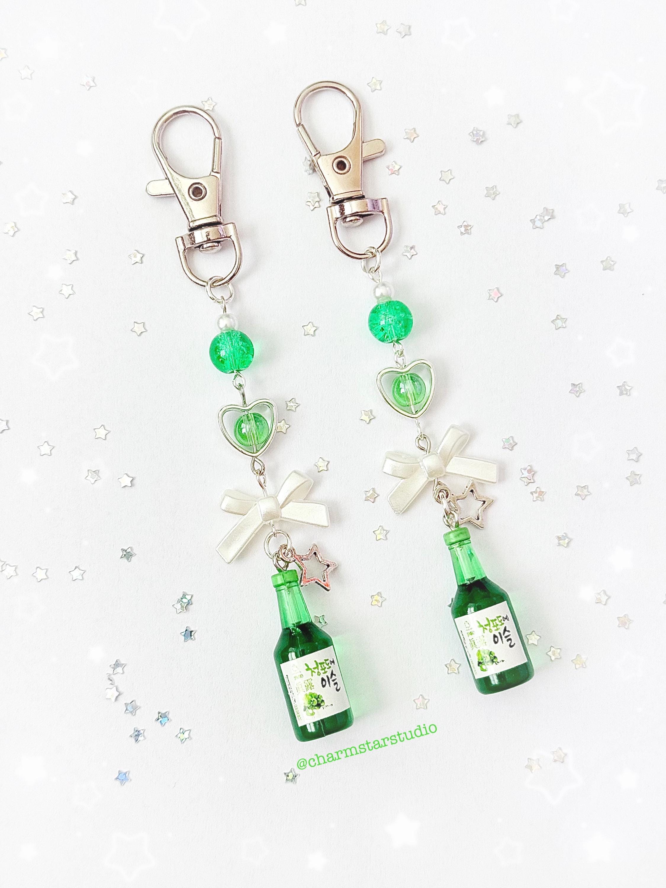 Korean Soju Keychain | Asian Food | Asian Drinks | Aesthetic Keychain| Beaded Keychain | Gift for her/him | Bag Charms | Bag Pendant