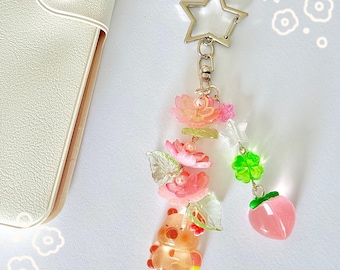 Sakura Capybara Keychain | Sakura Flower Charm | Cute Keychain | Bag Charms | Peach Charm | Spring Keychain | Beaded Keychain | Gift Ideas