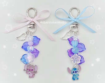 Llaveros inspirados en Lilo y Stitch / Lindos dijes para bolsos / Dije para monedero / Llavero con cuentas de Stitch / Llavero de Disney / Regalo de Stitch / Ideas para regalos